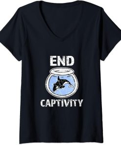 Womens End Captivity Shirt - Free the Orca Whales T-Shirt apparel V-Neck T-Shirt