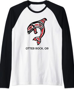 Otter Rock, Oregon Native American Orca Killer Whales Gift Raglan Baseball Tee