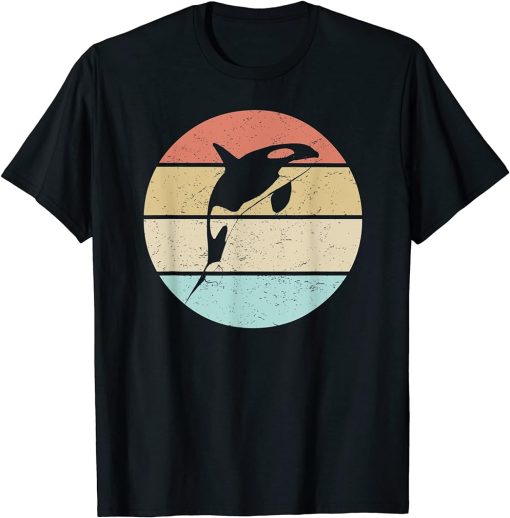 Orca Killer Whale Dolphin Retro Vintage Sunset Orca Whale T-Shirt