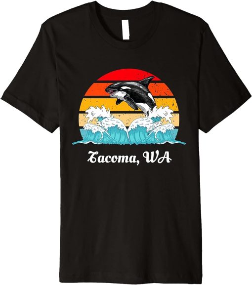 Vintage Tacoma WA Distressed Orca Killer Whale Art Premium T-Shirt