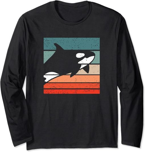 Orca Retro Style Vintage Long Sleeve T-Shirt