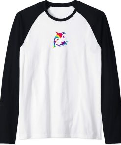 Retro Orca Family Tie Dye Shirt - Whale Cute Sea Animal Tee Raglan Baseball Tee