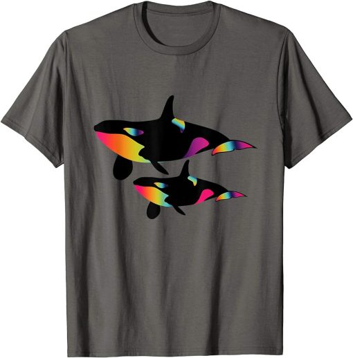 Color Gradient Orca Whales T-Shirt