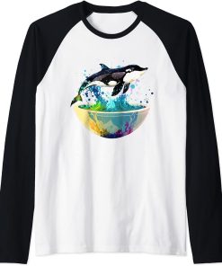 Orca Whale in Fish Bowl Orca in Aquarium Free The Orcas Raglan Baseball Tee